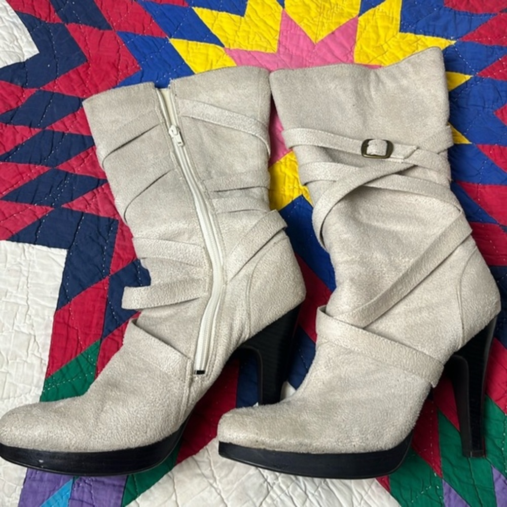 Ivory Tall Faux Suede Boot